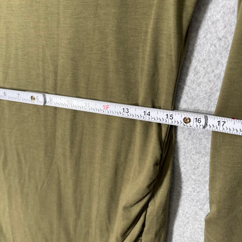 Mini Dress Womens XL Side Ruched Olive Army Pistachio Basic Minimal Matcha Thin - Picture 6 of 11